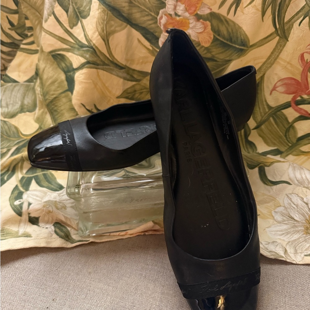 Karl Lagerfeld Black Patent Flats